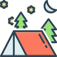 color icon for camping vector