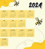 vector 2024 new year calendar background in minimal style