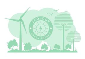 Green Background on the theme of green energy and ECO. Vector illustration.