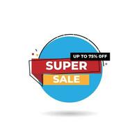 Super sale discount banner sticker vector illustration