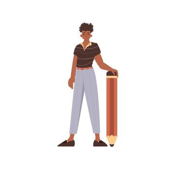 el hombre es participación un lápiz. moderno de moda estilo. vector