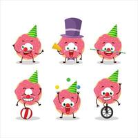 Cartoon character of strawberry donut with various circus shows vector