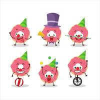 Cartoon character of strawberry donut with various circus shows vector