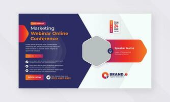 Live webinar online marketing business conference web banner and cover template design vector