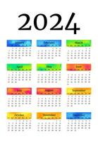 Calendar for 2024 isolated on a white background vector