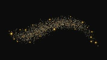 Gold glittering confetti wave and stardust. vector