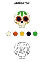 Dia de los muertos skull. Calavera. Coloring page for preschool kids. vector