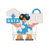 She had a cloud drive with a padlock on it. vector