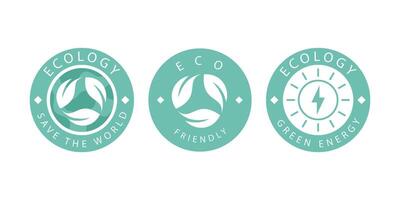 A set of logos on the theme of recycling, ecology and zero pollution. Isolated on white background. illustration. vector