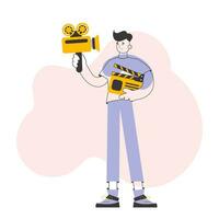 Blogger guy. The concept of social networking. Line art trendy style. Vector. vector
