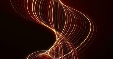 Abstract waves from lines and dots of particles of glowing swirling futuristic hi-tech. Abstract background. seamless loop video