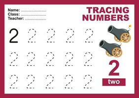 Trace and write number for children. Exercise for children to recognize the number. Educational worksheet for preschool. Vector file.