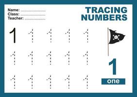 Trace and write number for children. Exercise for children to recognize the number. Educational worksheet for preschool. Vector file.