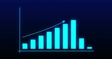 Digital blue bar chart with growing business concept. Hi-tech style technology chart with a grid. Abstract background video