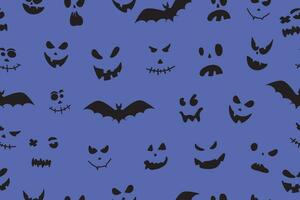 Happy Halloween background vector illustration. Scary eyes and bats. Seamless pattern. Vector