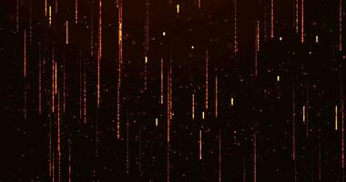 Falling bright golden particles, animation of dust and shiny dots, beautiful bokeh, rain of orange particles, glitter. animation Seamless loop 4k video