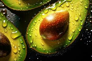 close upavocado with water droplets on it, Generative AI photo