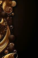 A gold and black wallpaper with a flower design like chocolate, Generative AI photo