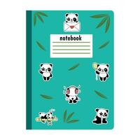 School notebook with panda. Cute panda on note pad Vector illustration. Vector