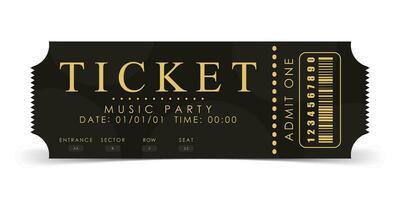 Sample ticket for a musical concert. Modern ticket card illustration template. Vector illustration.