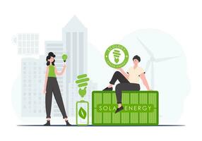 ECO people. The concept of ecology and green energy. trendy style. Vector illustration.