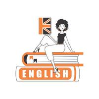 English teacher. The concept of learning a foreign language. Linear style. Isolated, vector illustration.