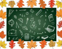 Background of school icons in doodle style. School education. Back to school doodle drawing. Vector illustration