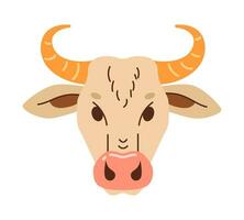 Bull skull semi flat vector character head. Editable cartoon avatar icon. Face emotion. Colorful spot illustration for web graphic design, animation