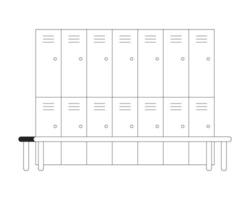 Lockers in changing room monochrome flat vector object. Editable black and white thin line icon. Simple cartoon clip art spot illustration for web graphic design