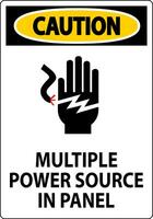 Caution Sign Multiple Power Source In Panel vector