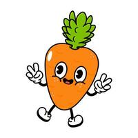 Jumping Carrot character. Vector hand drawn traditional cartoon vintage, retro, kawaii character illustration icon. Isolated on white background. Carrot jump character concept