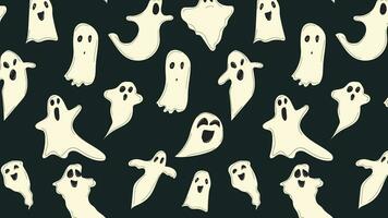 Schleife Hintergrund. Karikatur Halloween Geist, geisterhaft gespenstisch Geist und mysteriös Phantome. 4k Video Aufnahmen