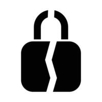 Broken Lock Vector Glyph Icon For Personal And Commercial Use.