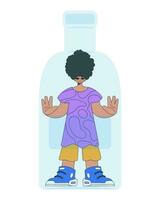 The guy is inside the bottle. Alcohol addiction. vector