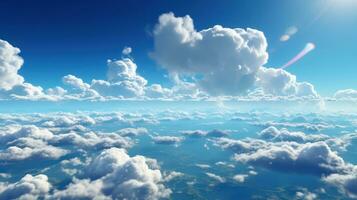 Ai, Ai generated, Photorealistic 4K sky with serene cumulus clouds. Nature's atmospheric beauty in stunning detail. Ideal for calming and scenic concepts photo