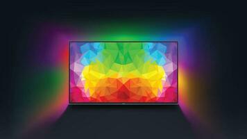 colorful screen tv on dark vector
