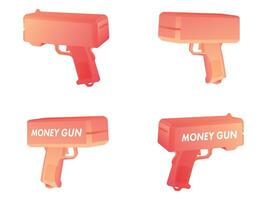 Money gun. Toy gun with money. Modern cartoon style. vector