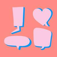Collection Set of Blank Speech Bubble Text Chat with Different Shape on Pink Background. Flat Vector Illustration.