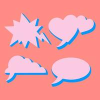 Collection Set of Blank Speech Bubble Text Chat with Different Shape on Pink Background. Flat Vector Illustration.