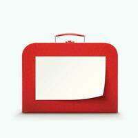 red suitcase on white background vector