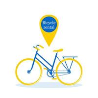 Bicycle in blue yellow color isolated on white background. Vector. vector