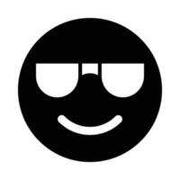 Smiling Face With Sunglasses Vector Glyph Icon For Personal And Commercial Use.