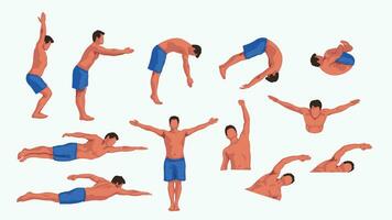 swimming man set vector