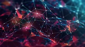 Futuristic 3D network connections with a plexus design background. Technology concept representing data transfer, internet, and cyber connectivity in a modern and abstract manner. Ai generated Image photo