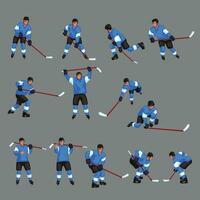 colored hockey player set 4 vector