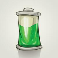 cartoon battery green liquid vector