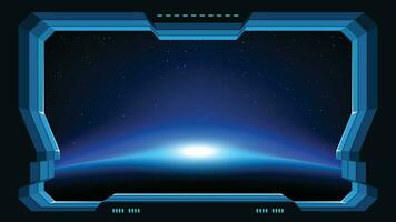 futuristic window planet view vector