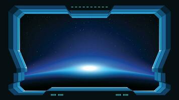 futuristic window planet view vector