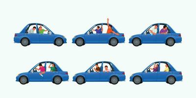 drunk in car set vector