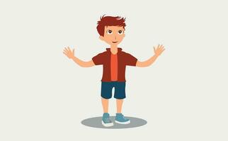 vector teenager boy cartoon character, boy with happy smile on white background.